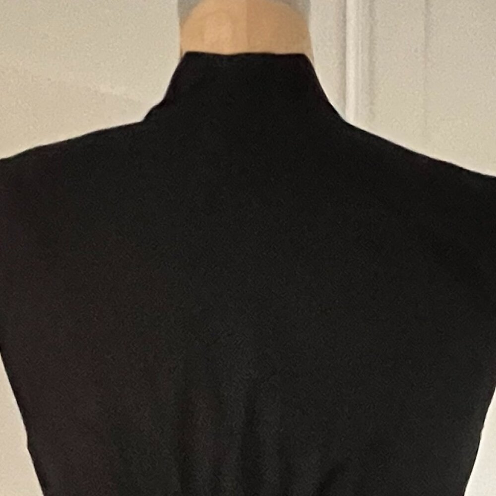 Anthropologie XXS Black Cotton Midi Dress with Gold Front Zipper and Pockets - Picture 11 of 11